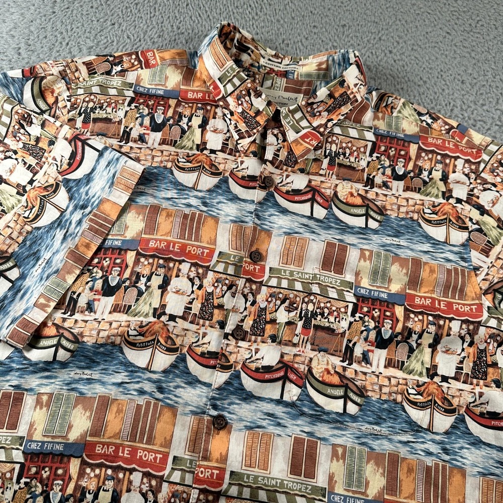Reyn Spooner Shirt Mens XL‎ 100% Cotton Hawaiian Aloha Saint Tropez Print Button